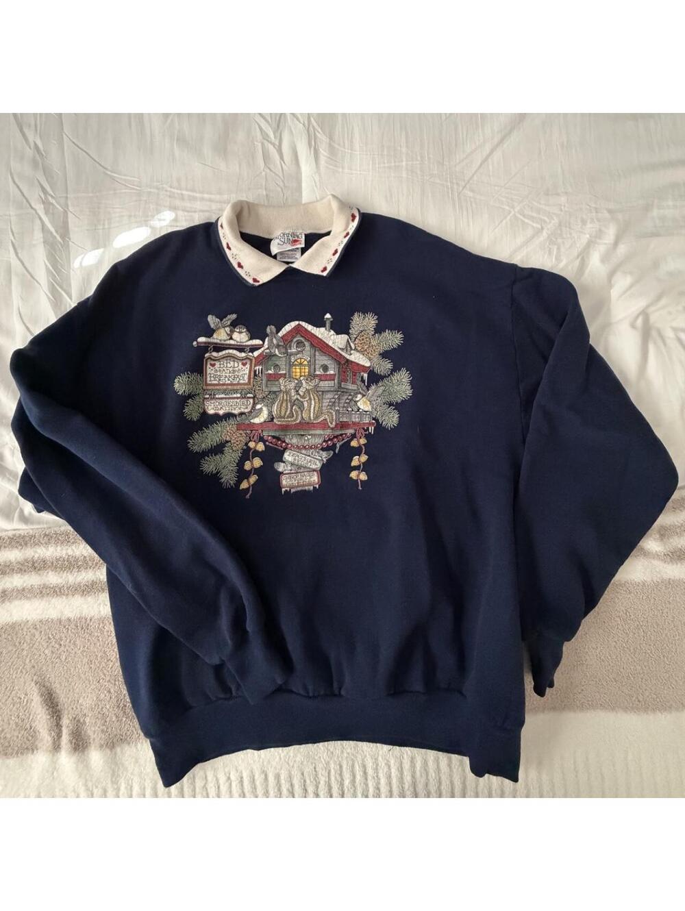 Morning Sun Women's Navy and Blue Jumper